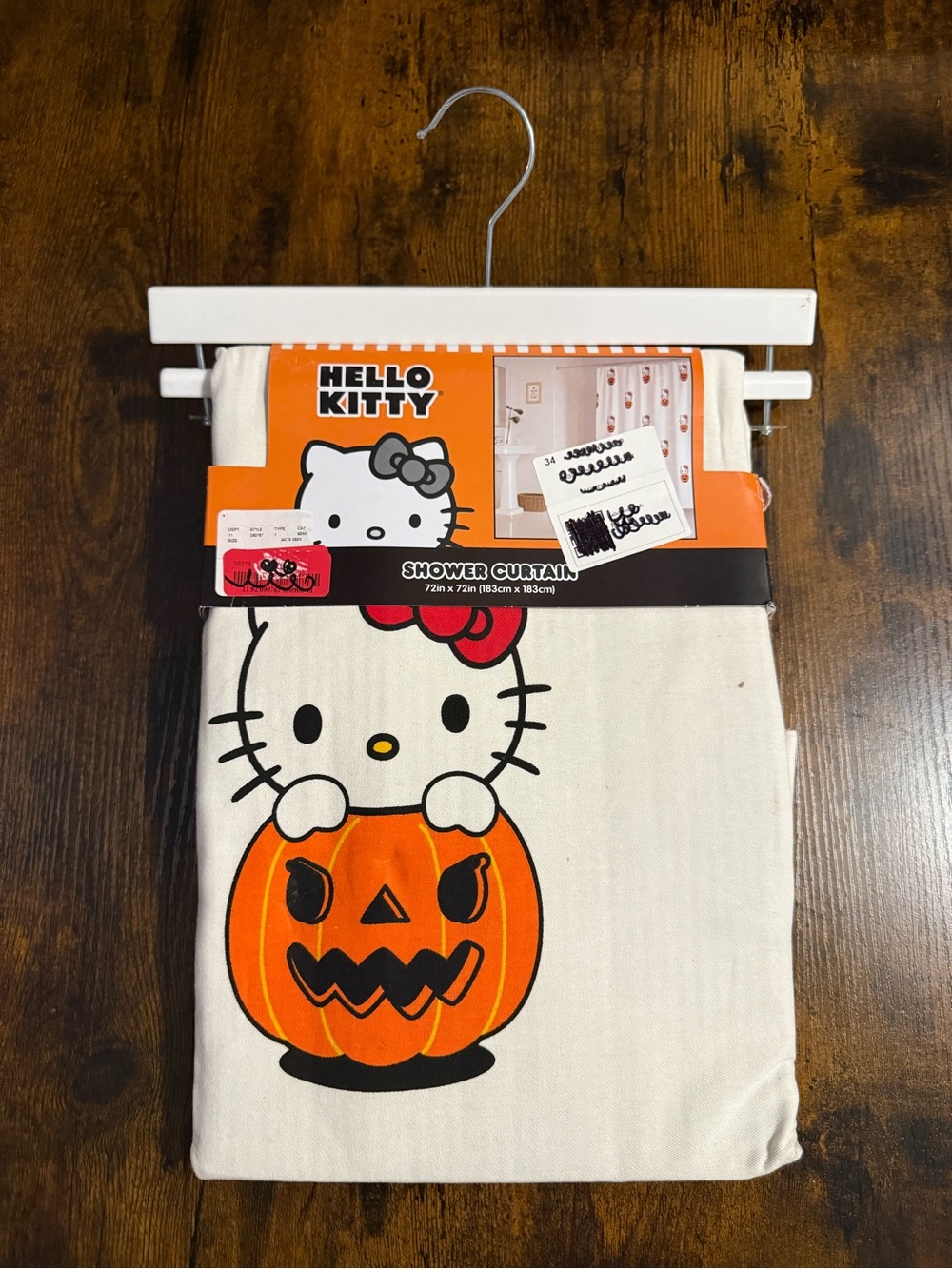 Sanrio Hello Kitty Halloween Jack-O-Lantern Fabric Shower Curtain